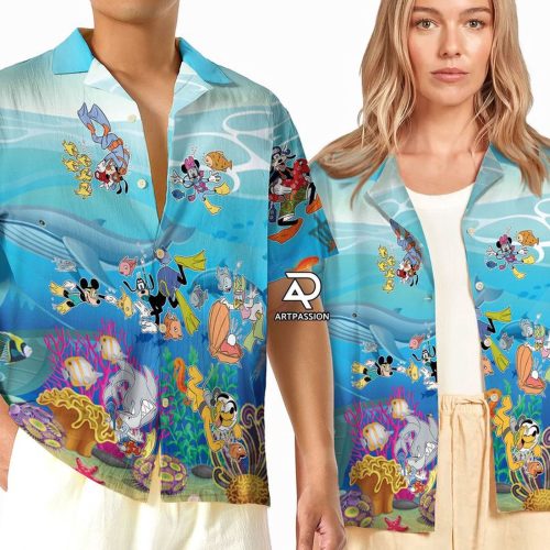 Mickey and Friends Hawaiian Shirt – Tropical Beach Aloha Shirt for Disney Cruise & Disneyland Summer