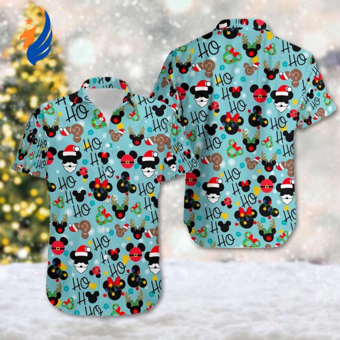 Mickey & Friends Ho Ho Ho Christmas Hawaii Shirt – Festive Mickey Mouse & Minnie Mouse Button Up – Perfect Xmas Party Gift!