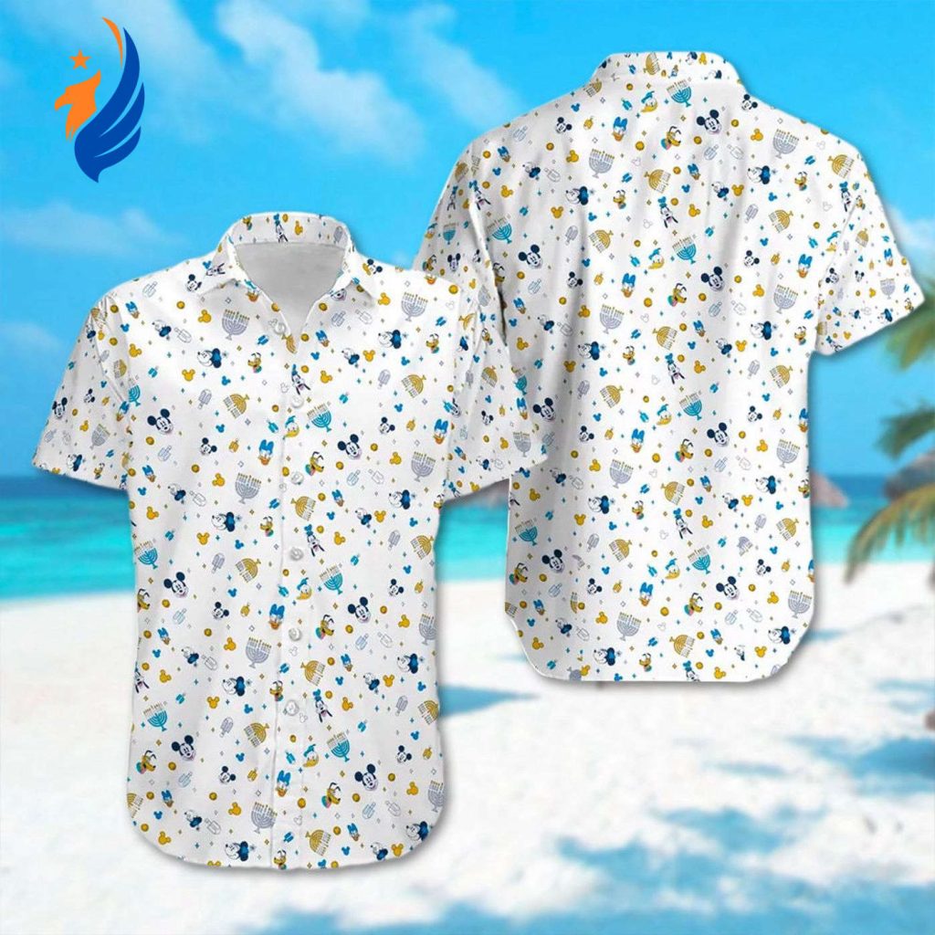 Fun & Festive Mickey and Friends Menorah Hawaiian Shirt – Hanukkah & Summer Trip All Over Print Button Up Fun & Festive Mickey and Friends Menorah Hawaiian Shirt – Hanukkah & Summer Trip All Over Print Button Up