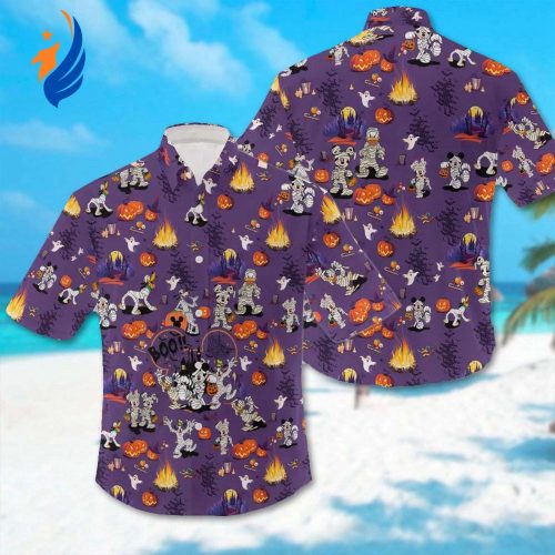 Mickey and Friends Mummy Hawaiian Shirt – Spooky Halloween Night Summer All Over Print Button Up – Halloween Cartoon Character Shirt
