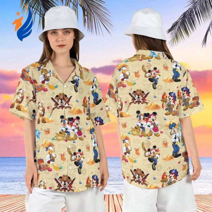 Mickey And Friends Pirates Hawaiian Shirt: Pirates of the Caribbean Hawaii Disneyland Cruise Aloha Shirt