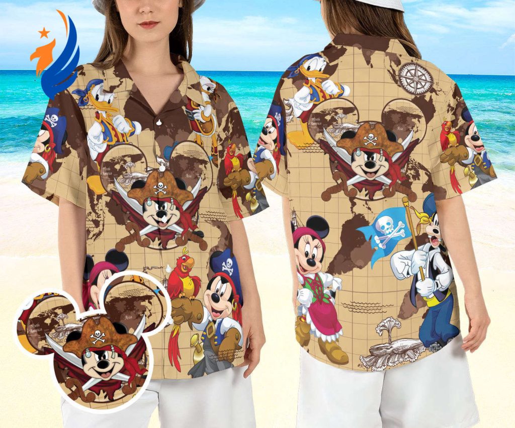 Disneyland Pirates Hawaiian Shirt: Mickey & Friends Pirates of Caribbean Pirates Treasure Map Aloha Shirt Magic Kingdom Disneyland Pirates Hawaiian Shirt: Mickey & Friends Pirates of Caribbean Pirates Treasure Map Aloha Shirt Magic Kingdom