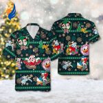 Mickey and Friends Snowflakes Hawaiian Shirt: Festive Xmas Gift with Mickey Mouse Minnie Donald Goofy and Pluto