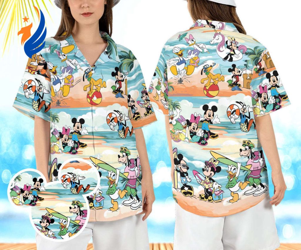 Mickey and Friends Surfing Hawaiian Shirt: Cartoon Mouse Friends & Disneyland Beach Aloha Shirt for a Tropical Summer Mickey and Friends Surfing Hawaiian Shirt: Cartoon Mouse Friends & Disneyland Beach Aloha Shirt for a Tropical Summer