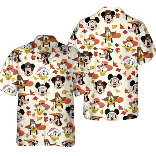Mickey & Friends Hawaiian Shirt – Autumn Season Disney Trip Gift with Pumpkin & Thanksgiving Theme