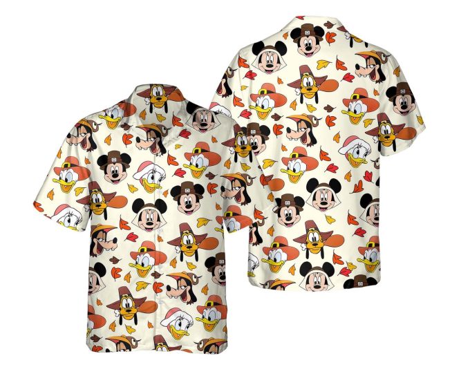 Mickey & Friends Hawaiian Shirt – Autumn Season Disney Trip Gift with Pumpkin & Thanksgiving Theme