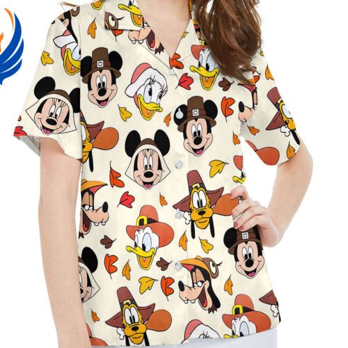 Mickey & Friends Hawaiian Shirt – Autumn Season Disney Trip Gift with Pumpkin & Thanksgiving Theme