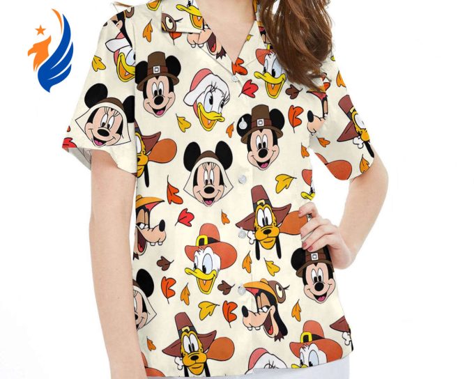 Mickey & Friends Hawaiian Shirt – Autumn Season Disney Trip Gift with Pumpkin & Thanksgiving Theme