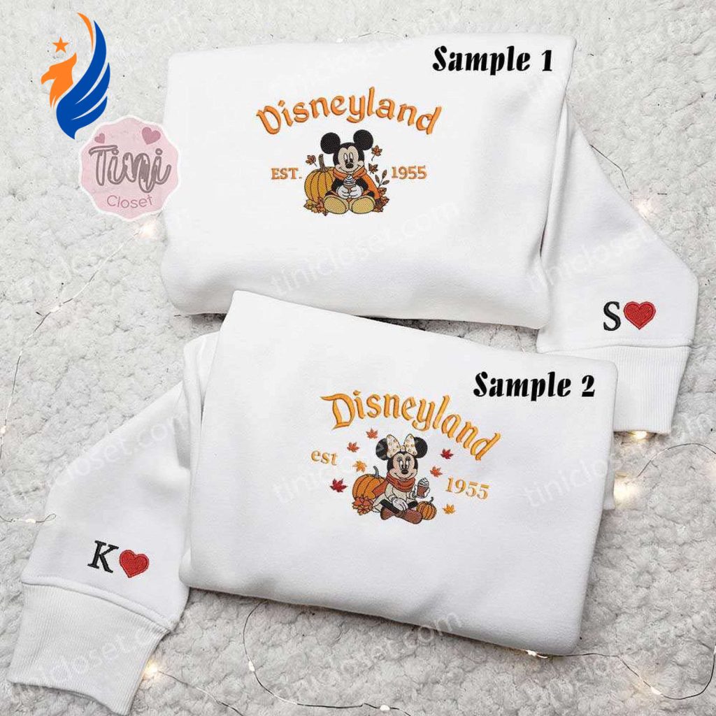 Stylish Mickey & Minnie Autumn Fall Disneyland Embroidered Couples Shirts – Perfect for Disney Lovers! Stylish Mickey & Minnie Autumn Fall Disneyland Embroidered Couples Shirts – Perfect for Disney Lovers!