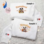 Stylish Mickey & Minnie Autumn Fall Disneyland Embroidered Couples Shirts – Perfect for Disney Lovers!