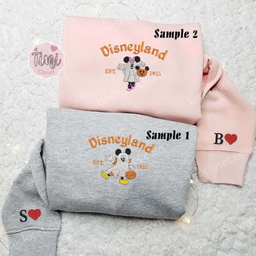 Mickey and Minnie Boo Ghost Halloween Embroidered Couples Shirts – Spooktacular Halloween Outfits for Couples!