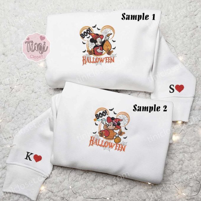 Mickey & Minnie Boo Halloween Disney Couples Shirts – Embroidered Characters for Spooky Fun!