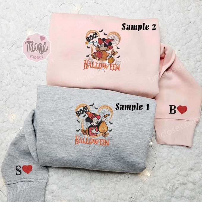 Mickey & Minnie Boo Halloween Disney Couples Shirts – Embroidered Characters for Spooky Fun!