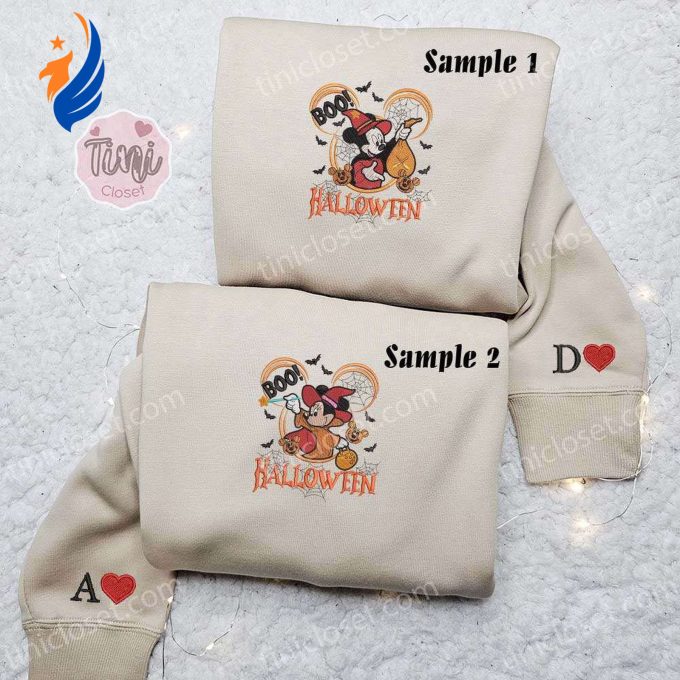 Mickey & Minnie Boo Halloween Disney Couples Shirts – Embroidered Characters for Spooky Fun! Mickey & Minnie Boo Halloween Disney Couples Shirts – Embroidered Characters for Spooky Fun!