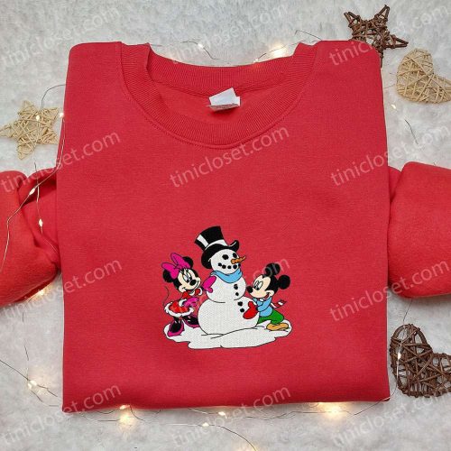 Mickey & Minnie Snowman Shirt & Disney Characters Hoodie: Perfect Christmas Gifts for Family