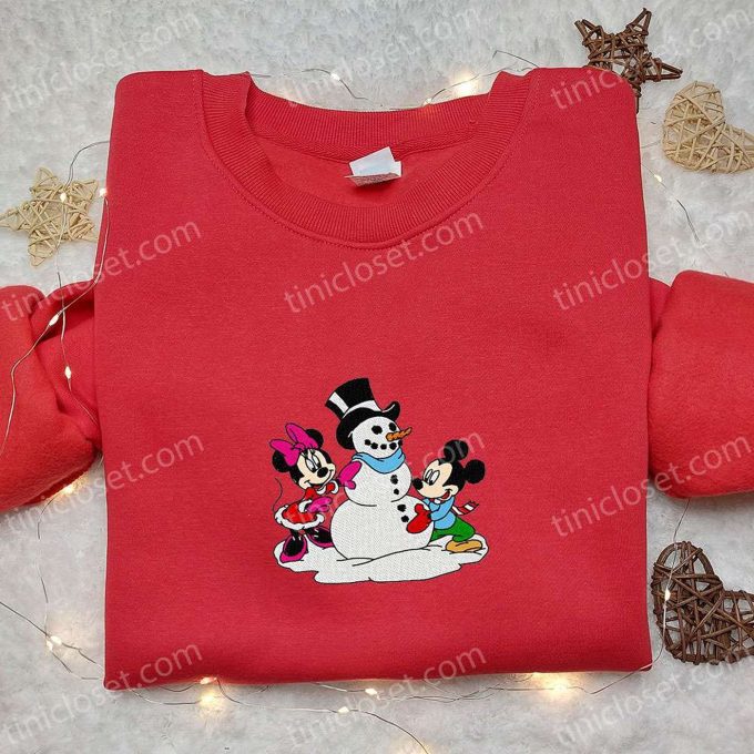 Mickey & Minnie Snowman Shirt & Disney Characters Hoodie: Perfect Christmas Gifts for Family