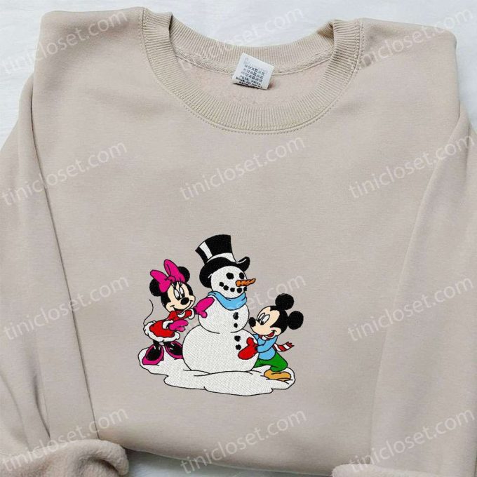 Mickey & Minnie Snowman Shirt & Disney Characters Hoodie: Perfect Christmas Gifts for Family