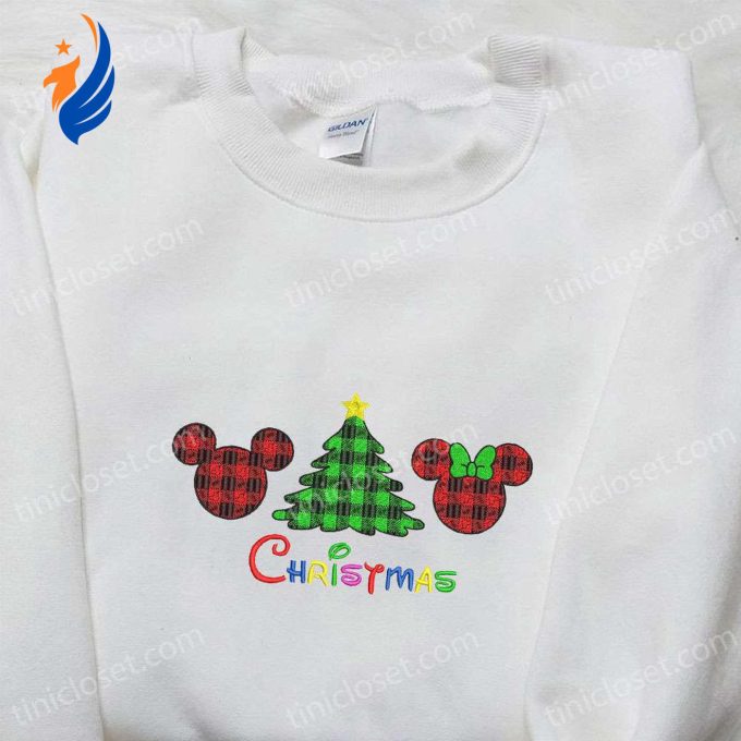 Disney Mickey & Minnie Christmas Shirt & Hoodie: Festive Plaid Embroidered Apparel Perfect Family Christmas Gifts Disney Mickey & Minnie Christmas Shirt & Hoodie: Festive Plaid Embroidered Apparel Perfect Family Christmas Gifts