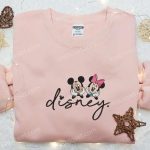 Mickey and Minnie Disney Embroidered Shirt & Characters Hoodie – Perfect Couple s Gift for Disney Fans!