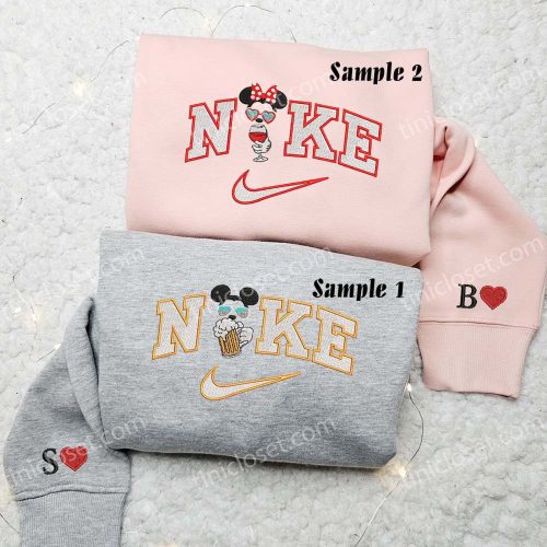 Mickey & Minnie Drinking Embroidered Couples Shirts: Fun & Stylish Disney Apparel