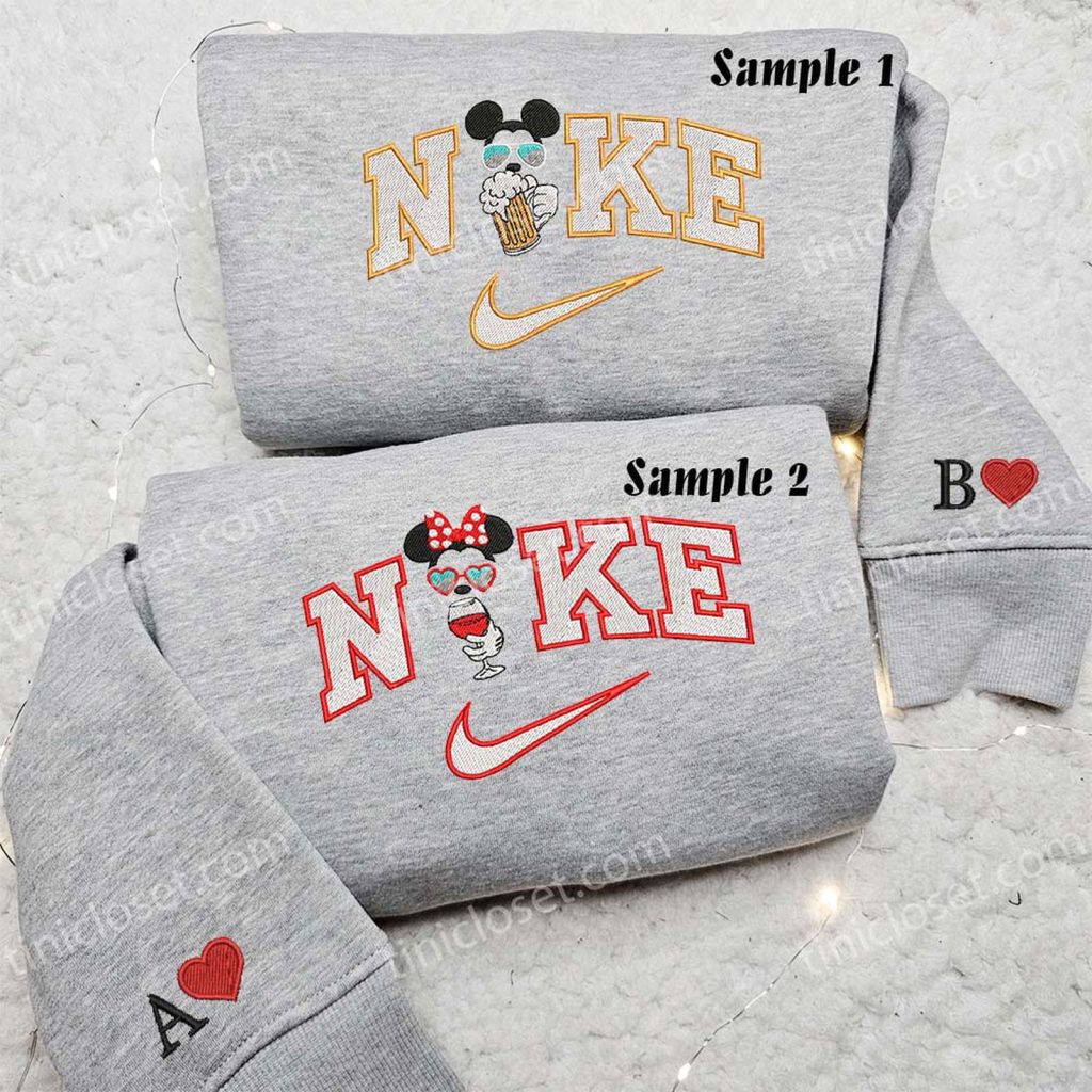 Mickey & Minnie Drinking Embroidered Couples Shirts: Fun & Stylish Disney Apparel Mickey & Minnie Drinking Embroidered Couples Shirts: Fun & Stylish Disney Apparel