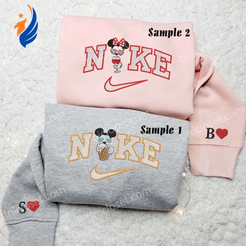 Mickey & Minnie Drinking Embroidered Couples Shirts: Fun & Stylish Disney Apparel