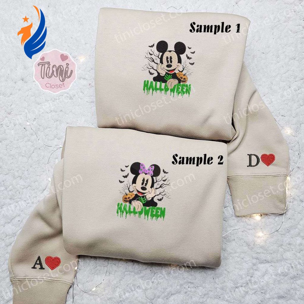 Mickey & Minnie Halloween Disney Couples Shirts: Spooky Embroidered Characters for a Magical Celebration Mickey & Minnie Halloween Disney Couples Shirts: Spooky Embroidered Characters for a Magical Celebration