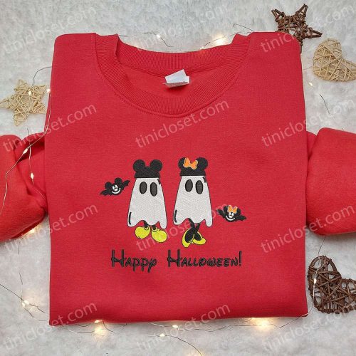 Mickey & Minnie Halloween Ghost Hoodie: Best Disney Gift – Embroidered Spooky & Stylish for Halloween!
