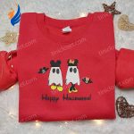 Mickey & Minnie Halloween Ghost Hoodie: Best Disney Gift – Embroidered Spooky & Stylish for Halloween!