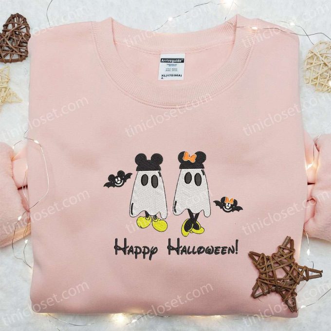 Mickey & Minnie Halloween Ghost Hoodie: Best Disney Gift – Embroidered Spooky & Stylish for Halloween!