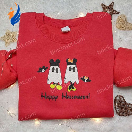 Mickey & Minnie Halloween Ghost Hoodie: Best Disney Gift – Embroidered Spooky & Stylish for Halloween!