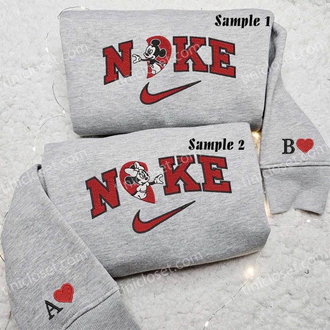 Mickey & Minnie Heart Embroidered Couples Shirts: Celebrate Love with Matching Disney Tops!