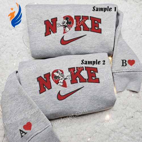 Mickey & Minnie Heart Embroidered Couples Shirts: Celebrate Love with Matching Disney Tops!