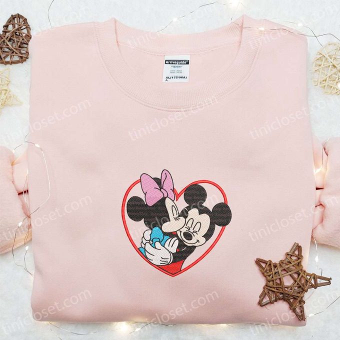 Mickey & Minnie Kissing Heart Frame Shirt & Embroidered Hoodie: Perfect Valentine s Gift Idea!