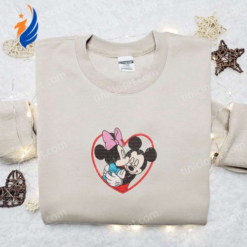 Mickey & Minnie Kissing Heart Frame Shirt & Embroidered Hoodie: Perfect Valentine s Gift Idea!