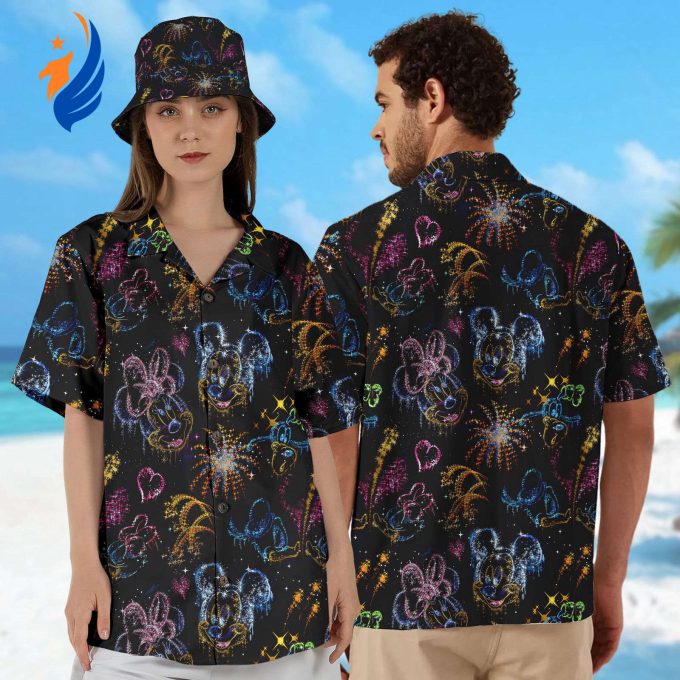 Mickey and Minnie Love in the Sky Hawaii Shirt – Couple Hawaiian Summer Vacation & Firework Mouse Shirt Mickey and Minnie Love in the Sky Hawaii Shirt – Couple Hawaiian Summer Vacation & Firework Mouse Shirt