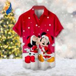 Mickey & Minnie Merry Christmas Hawaiian Shirt: Festive Xmas Party Gift with Mickey Mouse & Minnie Mouse Designs