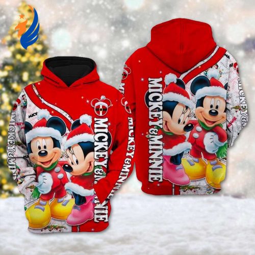 Mickey and Minnie Mouse Christmas Sweatshirt: Festive Xmas Hoodie 3D Sweater for Magic Kingdom Holiday Party