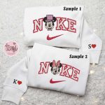 Mickey & Minnie Mouse x Nike Embroidered Couple Shirt: Disney Characters Embroidered Shirt & Nike-Inspired Hoodie Mickey & Minnie Mouse x Nike Embroidered Couple Shirt: Disney Characters Embroidered Shirt & Nike-Inspired Hoodie