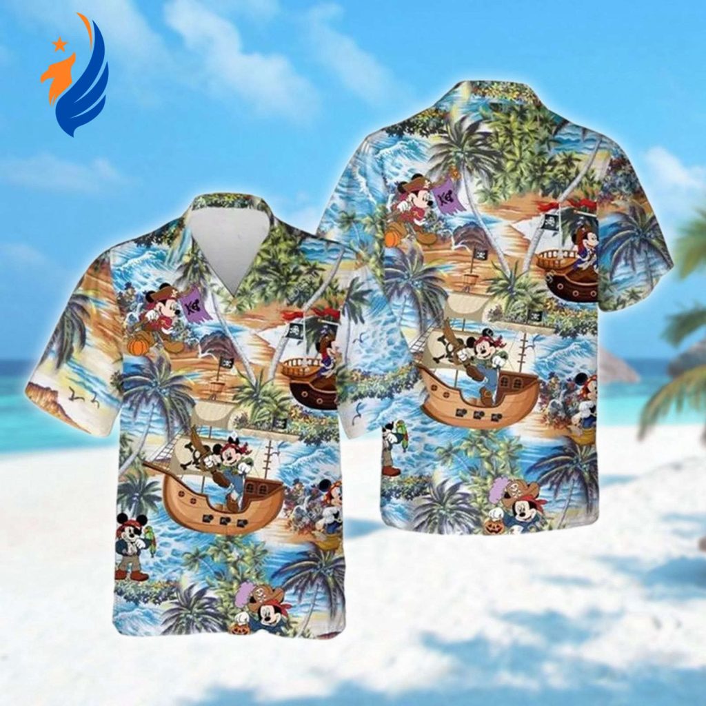 Mickey & Minnie Pirates of Caribbean Hawaiian Shirt: Summer Vibes Adventure 3D Button-Up Mickey & Minnie Pirates of Caribbean Hawaiian Shirt: Summer Vibes Adventure 3D Button-Up
