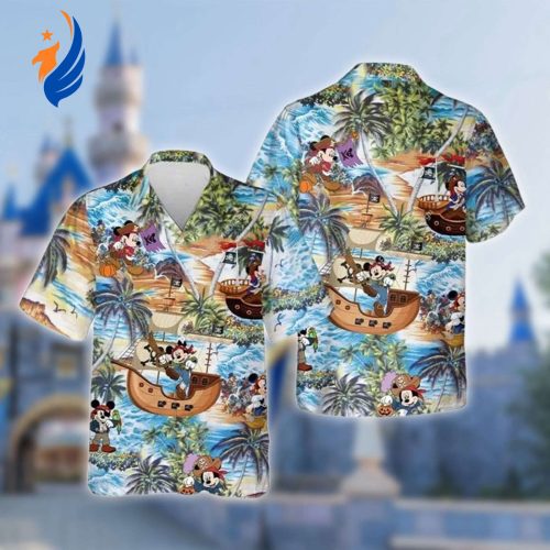Summer Vibes Hawaiian Shirt: Mickey & Minnie Pirates of Caribbean Adventure Mouse & Girlfriend Hawaii Shirt 3D Button Up