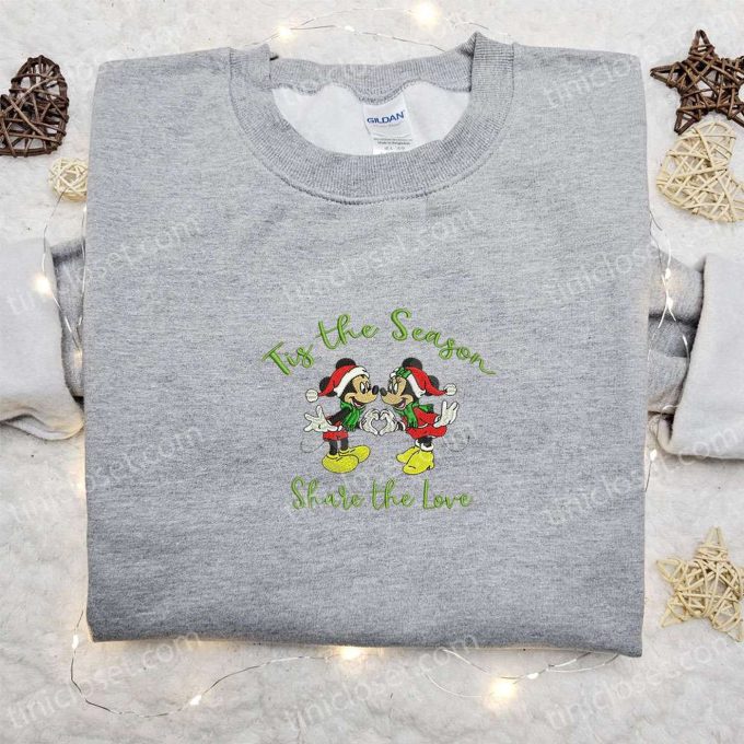 Get Festive with Mickey and Minnie: Tis the Season Embroidered Shirt Disney Characters Hoodie & Christmas Shirt