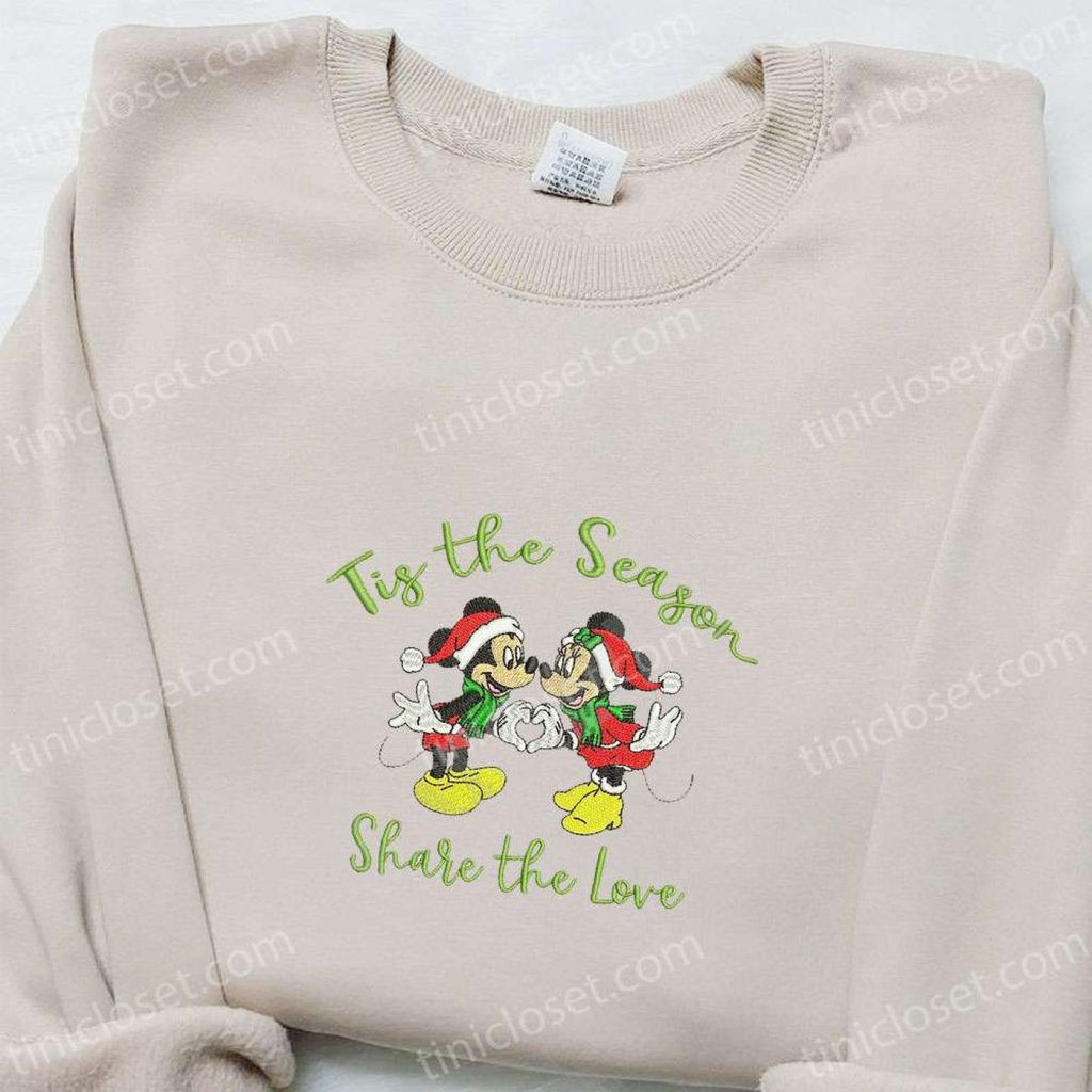 Disney Mickey & Minnie Embroidered Shirt & Hoodie: Tis the Season Christmas Characters Apparel Disney Mickey & Minnie Embroidered Shirt & Hoodie: Tis the Season Christmas Characters Apparel