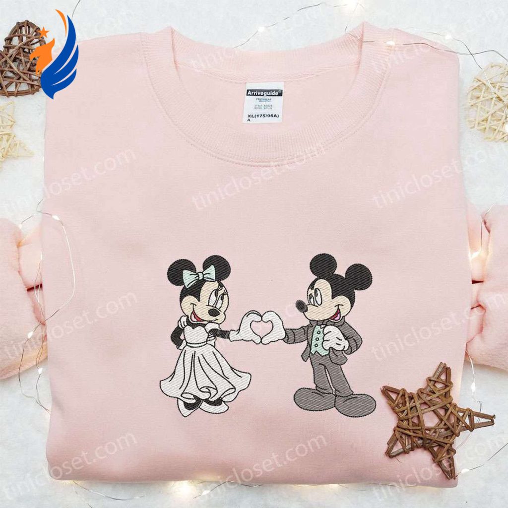 Mickey & Minnie Wedding Embroidered Sweatshirt: Best Disney Characters Valentine s Day Gift Mickey & Minnie Wedding Embroidered Sweatshirt: Best Disney Characters Valentine s Day Gift
