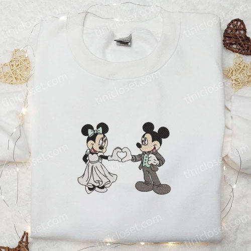 Mickey & Minnie Wedding Embroidered Sweatshirt: Best Disney Characters Valentine s Day Gift