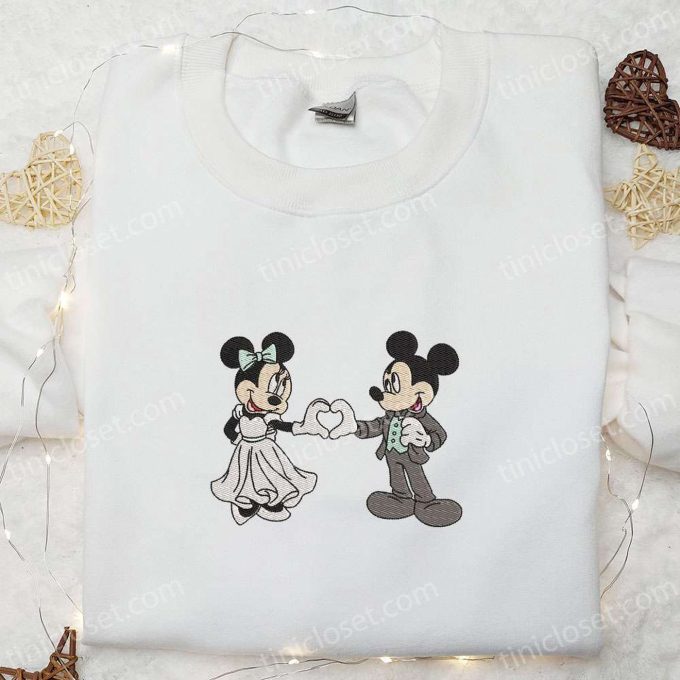 Mickey & Minnie Wedding Embroidered Sweatshirt: Best Disney Characters Valentine s Day Gift