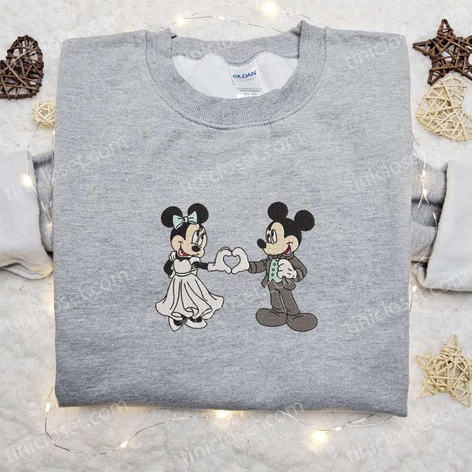 Mickey & Minnie Wedding Embroidered Sweatshirt: Best Disney Characters Valentine s Day Gift