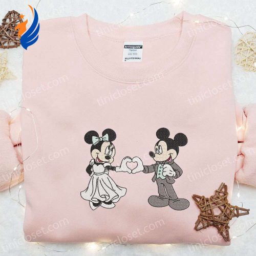Mickey & Minnie Wedding Embroidered Sweatshirt: Best Disney Characters Valentine s Day Gift