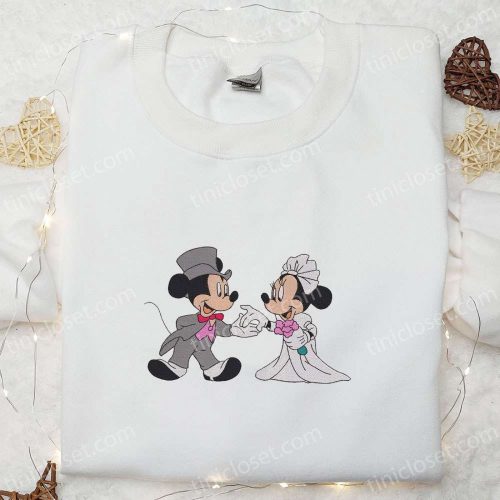 Mickey & Minnie Wedding Embroidered T-shirt Disney Characters Hoodie – Perfect Valentine s Day Gift Ideas