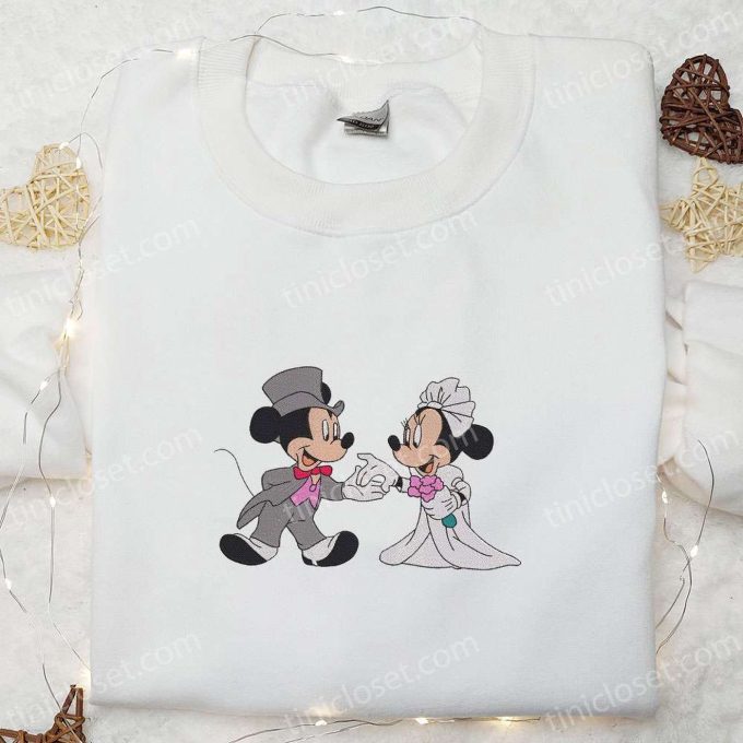 Mickey & Minnie Wedding Embroidered T-shirt Disney Characters Hoodie – Perfect Valentine s Day Gift Ideas